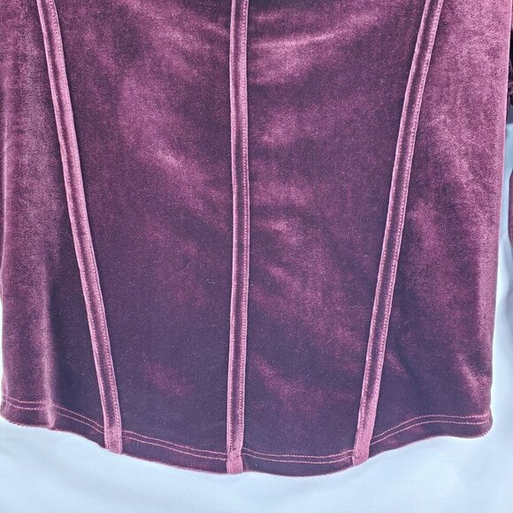 Lush Women's Berry Purple Cropped Blouse Top Long Sleeve Square Neck Size Medium - Picture 3 of 9
